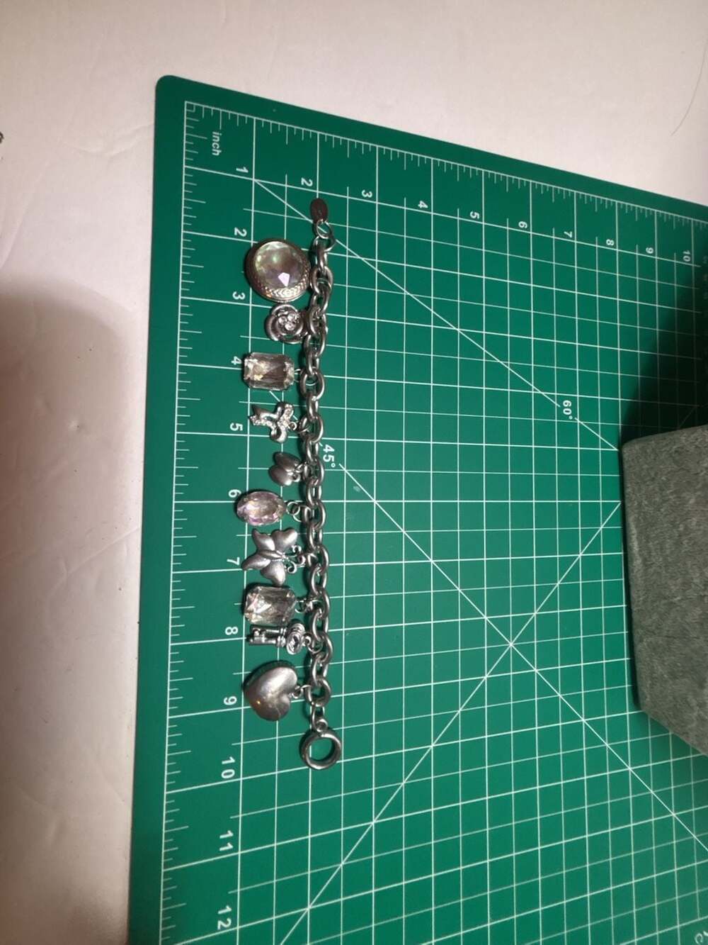Johnny Loves Rosie Silver Tone Charm Bracelet with Charms